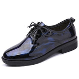 Niulatu Women Brogue Shoes Platform Autumn Patent Leather Black Casual Flats Lady Derby Classic Varnish Oxfords Female Footwear DJSE