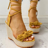 Niulatu Strap Women Sandals Platform Wedges High Heel Flock Butterfly Peep Toe Fashion Female Ladies Shoes Zapatos De Mujer DJSE