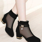 Niulatu Women's Boots Women's High-heeled Sandals Women's Chunky Heel Short Boots Women's Shoes Summer New Black Shoes Women's Shoes DJSE
