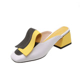 Niulatu white slippers for woman 5cm middle heel shoes ladies colorful outdoor slipper 2025 summer FT1072 DJSE