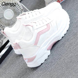 Niulatu Women Thick-soled Sneakers Fashion Spring Autumn Summer White Black PU lace-up Vulcanized Shoes Mesh Rubber Non-slip New DJSE