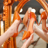 Niulatu Woman Pink Pumps Luxury Designer Metal Pointed Stiletto Shallow Mouth Single Shoes High Heels Women Green Party Shoes DJSE