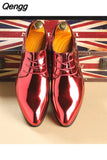 Niulatu Men's Fashion Party Shoes British Pointed-toe Shiny Leather Mens Lace-Up Dress Business Office Shoes Men Wedding Oxfords Flats DJSE