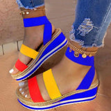 Niulatu Sandals Women Wedges Platform Candy Color Ladies Hemp Shoes Ladies Summer Casual Slip on Strap Cross Cool Girls New DJSE