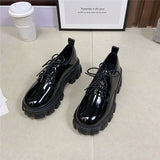 Niulatu Women Chunky Sneakers Hidden Heels Shoes Ladies Wedge Thick High Heels Autumn Platform Women Shoes Lace Up Lolita Mary Janes DJSE