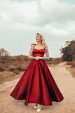 Niulatu Sweetheart Burgundy Prom Dress Sleeves HZ1007