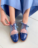 Niulatu New British Oxford Shoes Woman Lace-up Carving Pointed Toe Slip on Creepers Leather Shoes Women Flats Office Party Shoes DJSE