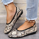 Niulatu New Ladies Loafers Fashion Women Shoes Retro Round Toe Snake Pattern Light Slip on Flat Casual Shoes Outdoor Walking Shoes DJSE