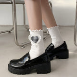 Niulatu Woman High Heels Pumps Chaussure Femme Patent Leather College Shoes Lolita Cosplay Platform Chunky Sole Loafers DJSE
