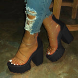 Niulatu Club Party Platform Chunky Heel Sandals Summer Plus Size Shoes Transparent Gladiator Heel Sandals Shoes Women DJSE