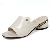 Niulatu Red Sexy Pu Soft Leather Female Flipflop Slippers Summer Fashion Heels Slides Shoes For Girls Comfortable Sandals Woman DJSE
