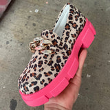 Niulatu Women Shoes 2025 Fashion Leopard Faux Suede Loafers Chunky Heel Metal Chain Slip On Summer Vulcanized Casual Mocassin Lazy Shoes DJSE