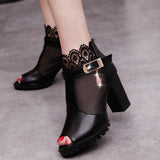 Niulatu Summer Mesh Peep Toe Sandals Sexy Heels Single Shoes Lace Pumps Woman High Heel Fashion Women Shoes Platform Ladies DJSE