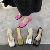 Niulatu Elegant Women Sandals Fashion Ladies Elastic Band Flat Heel Mule Shallow Slingback Party Dress Shoes Sandalias Mujer DJSE