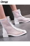 Niulatu Shoes for Women Zip Women's Sandals Summer Daily Sandal Round Toe Ladies Shoe Heels Female Zapatillas De Mujer DJSE