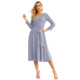 Niulatu Chiffon Bridesmaid Dress V-Back Waist Belt Formal Prom Gown Mother of The Bride Wedding HZ1007