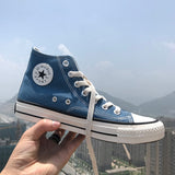 Niulatu Women&Men Fashion Vulcanize Shoes Woman Sneakers New Rainbow Retro Canvas Shoes Flat Fashion Comfortable High Shoes Women DJSE