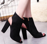 Niulatu Sandals Ladies Shoes Gladiator Casual Peep Toe Antiskid Bottom Zipper Med Thick Heels Wedding Sandalias Mujer 6299W DJSE
