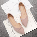 Niulatu Women Flats Pink Black Pure Color Plus Small Size 34 Large 41 42 43 44 Suede Leather Pointed Toe Office Lady Flat Heel Shoes DJSE