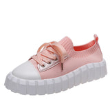 Niulatu Women's Stylish Sneakers 2025 Spring New Stretch Fabric Ladies Lace Up Casual Shoes 36-43 Large-Sized Female Comfy Flats DJSE