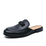 Niulatu Fashion Half Shoes for Man Patent Leather Mules Hollow Breathable Penny Loafer Men Half Slippers Lightweight Casual Shoes DJSE