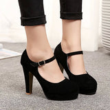 Niulatu Shoes Woman Pumps Ankle Strap Wedding Party Shoes Platform Dress Women Shoes High Heels Suede Ladies Shoes size42 DJSE