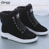 Niulatu 2025 Winter Women Cotton Shoes Fashion Lace Up Casual Warm Plsuh Platform Boots Female Round Toe Anti-slip Sneakers DJSE