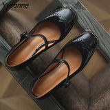 Niulatu Mary Jane Women's Shoes Fashion Retro Buckle Shallow Pumps Square Toe Thick Heel Handmade Shoes Woman Size DJSE