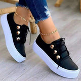 Niulatu 43 Women's PU Leather Platform Sneakers 2025 New Fashion Sport Vulcanized Shoes Woman Lace Up Flats Zapatos De Mujer DJSE
