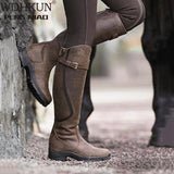 Niulatu Women Boots Pu Leather Zipper Retro Casual Womans Booties Gladiator Low Heel Shoes Ladies Fashion Botas Mujer Invierno TW573 DJSE