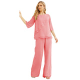 Niulatu Chiffon Mother of The Bride Dress Plus Size Pant Suits Ruffle HZ1007