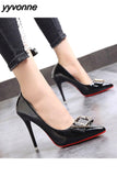 Niulatu Women Pumps Patent Leather High Heels Shoes Women Black Classic Pumps Women Bridal Shoes Female Heels Stiletto Plus Size 42 43 DJSE