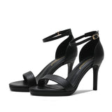 Niulatu Women Wedding Shoes 8cm High Heels Simplicity Basic Sandals Apricot Black Heels leather Pumps Lady AD1188 DJSE