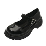 Niulatu Women Platform Flat Oxford Shoes Black Lace Up Leather Casual Round Toe Spring Autumn Shoes Heighten Waterproof Shoes Plus Siz DJSE