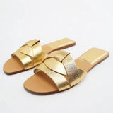 Niulatu Women's Flat Slippers Sandals Shoes For WomanOpen Toe Rear Empty Beach Shoes Luxury Designer Shoes Flat Sandal DJSE