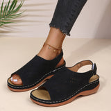 Niulatu Summer Women Platform Rome Sandals PU Leather Wedges Beach Sandalias Woman Open Toe Solid Casual Shoes Plus Size 43 DJSE