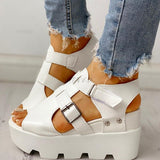 Niulatu Women Wedges Heel Black White Casual Designer Shoes Footwear Buckle Strap Open Toe Platform Sandel Women Shoes DJSE