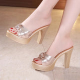 Niulatu Toe Black Block Heels Elegant Summer Shoes New Fashion Women Slippers Platform Shoes High Heels For Ladies Party DJSE