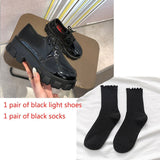 Niulatu platform shoes lolita shoes Oxfords Women heels School Uniform Jk Student Shoes Girls Women Kawaii Platform low Heel boots DJSE