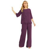 Niulatu Chiffon Mother of The Bride Dress Plus Size Pant Suits Ruffle HZ1007