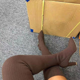 Niulatu Heels Shoes Female Thin Heel Ankle Women Boots Women Sock Boots Sexy Knitting Stretch Boots Botas Zapatos Mujer 2025 DJSE