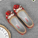Niulatu Flat Shoes High Quality Cute Women Shoes National Wind Shallow Mouth Floral Flower Comfortable Soft Bottom Shoes DJSE