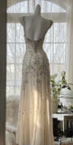 Niulatu A Line Straps Beaded Chiffon Long Prom Dress Graduation Prom Dress HZ0113
