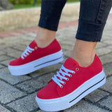Niulatu Women's Flat Shoes Lace-up Platform Ladies Canvas Shoes 2025 Spring Summer Causal Female Vulcanized Shoes Woman Flats New DJSE