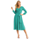 Niulatu Chiffon Bridesmaid Dress V-Back Waist Belt Formal Prom Gown Mother of The Bride Wedding HZ1007