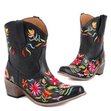 Niulatu Estern Boots For Women Ankle Bootie Cowboy Cowgirls Flower Print Fashiin Chunke Heel Slip On Shoes 2025 DJSE