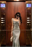 Vintage Mermaid Square Neckline Light Blue Satin Sleeveless 18th Birthday Dress Party Gown Birthday Outfits For Women HZ1214