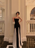Sexy A line Strapless Black 18th Birthday Dress Long Party Birthday Outfits For Women HZ1214