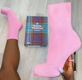 Niulatu Fashion Luxury Lady Square toe Short Kitted Boot Female Stiletto High Heels shoes Women Knee Boots DJSE