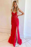 Pretty Mermaid Strapless Corset Lace Prom Dress with Slit HZ1214